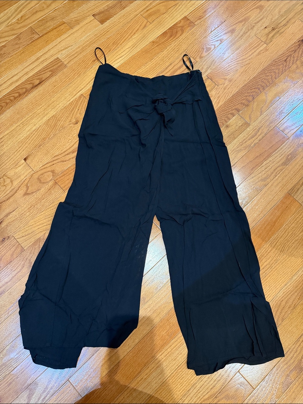 Cotton Candy Black Wide Leg Pants with Tie Waist Skirt look Size L (fits like M)